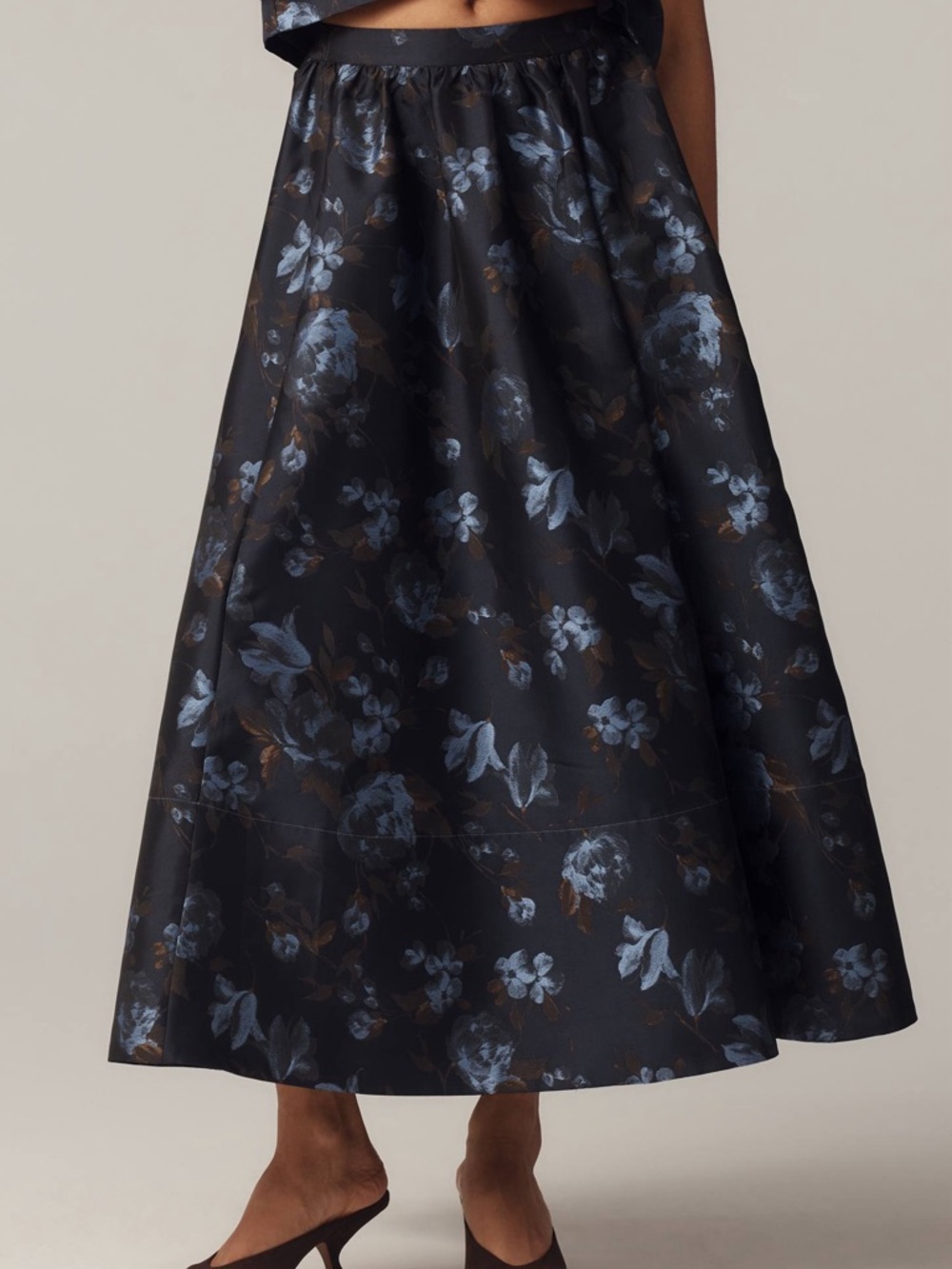 Anthropologie The Jacie Poplin Printed Maxi Skirt by Maeve Blue Floral Size MP - Picture 2 of 11